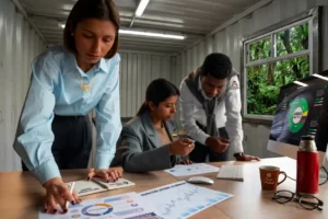 Flota de camiones cisterna y vehículos especializados de Eco Servicios, demostrando la sólida capacidad operativa regional y logística para brindar cobertura en los siete municipios del departamento de Arauca.