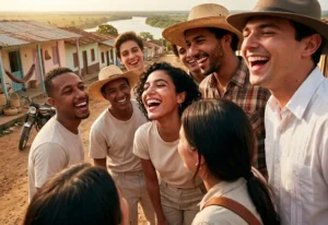 Equipo de profesionales de Eco Servicios & Suministros S.A.S. en Arauca colaborando con representantes de una entidad pública y líderes comunitarios alrededor de una mesa de planos y un proyecto de gestión ambiental, reflejando soluciones adaptadas para instituciones y comunidades locales.